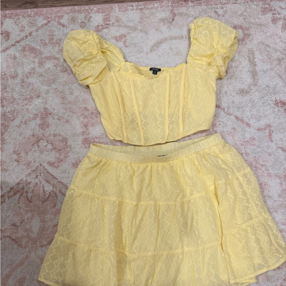 wild fable Yellow Eyelet Two-Piece Set